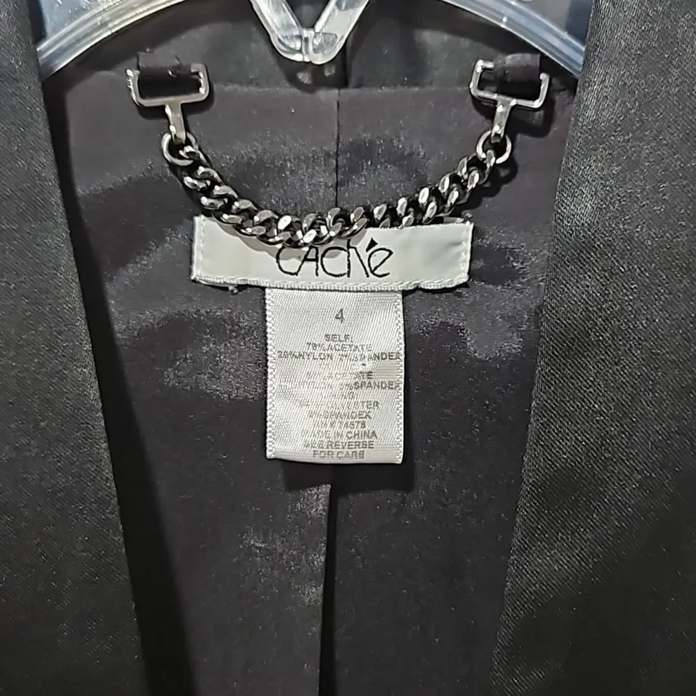 Cache Pantsuit Navy Blue Filigree Pattern